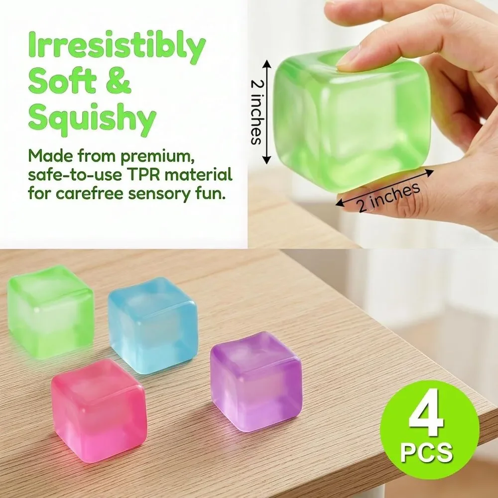 4 Glow in The Dark Stress Cubes.